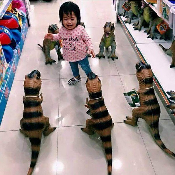 dinosaurs scared baby