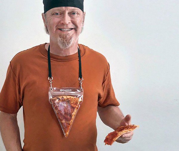 man pizza and necklace