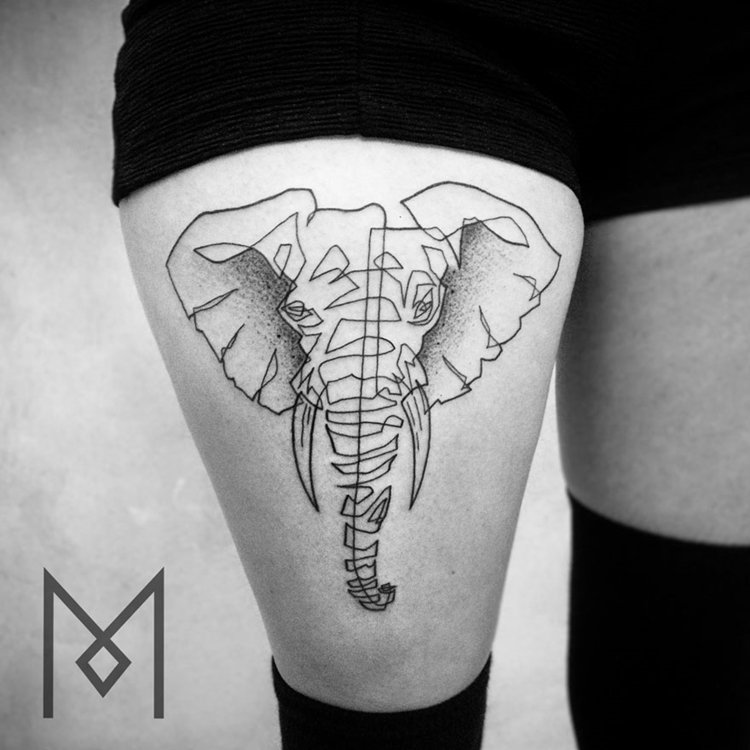 one-line-tattoo-mo-ganji-elephant