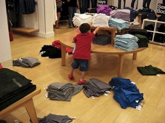 boy clothes piles