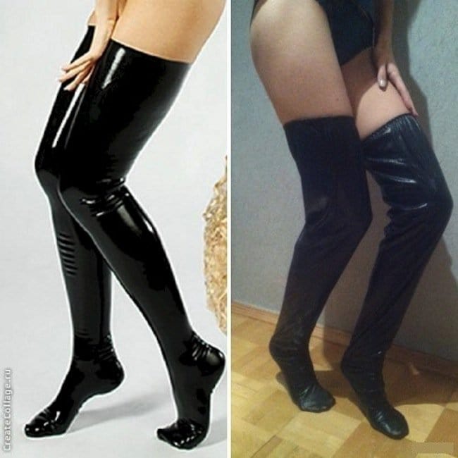 black latex thigh high socks expectation vs reality 