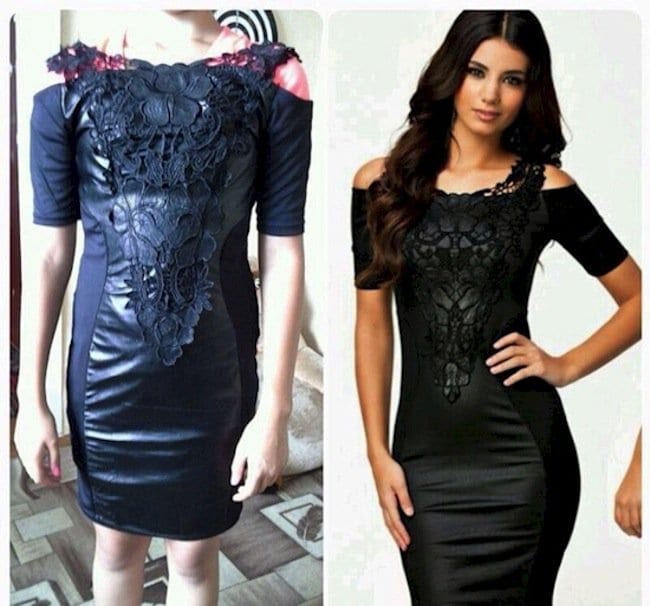 black leather dress with lace detail expectations vs reality 