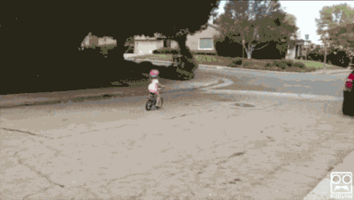 girl bike car