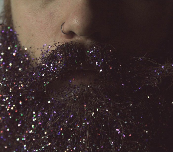 glitter beard close up