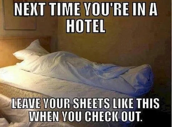 hotel sheets made to look like a dead body practical joke