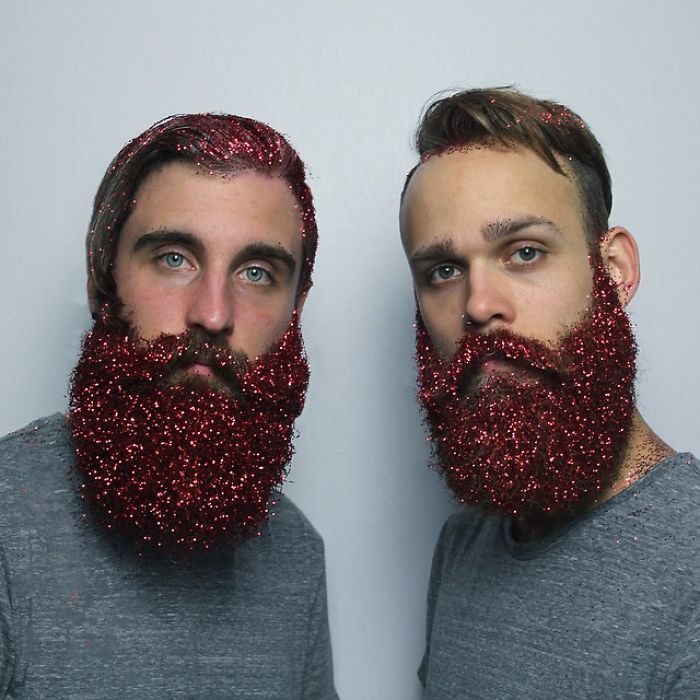 men red glitter beards