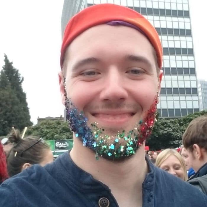 multi glitter beard guy