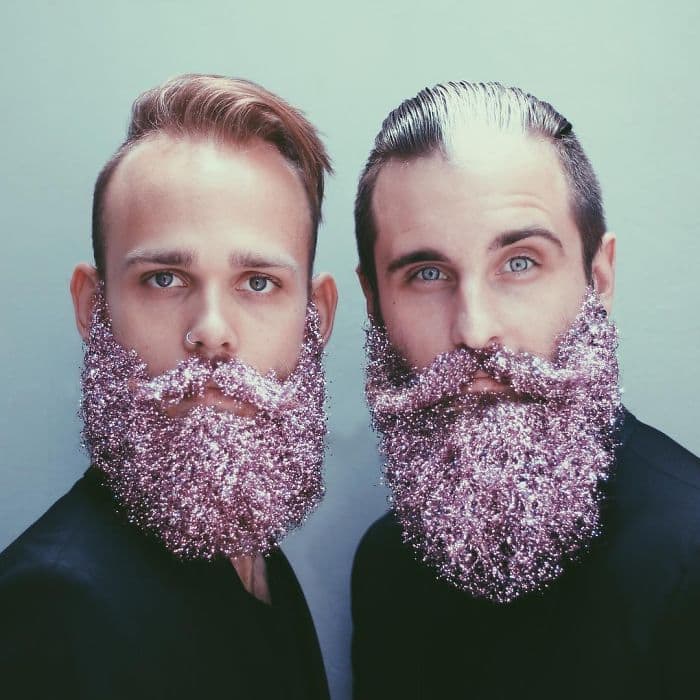 pink glitter beards men