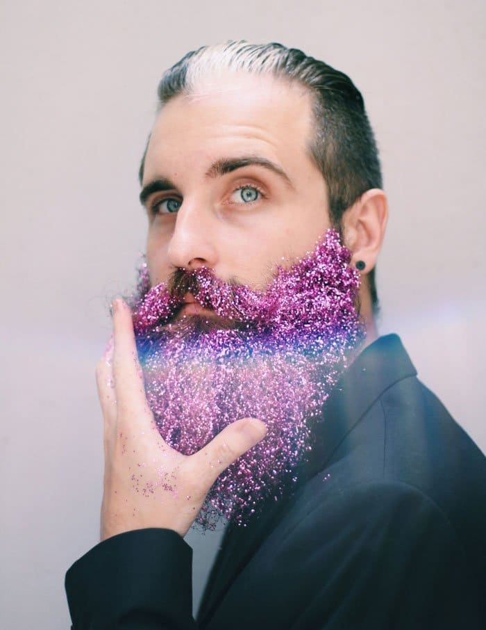 pink glittery beard man