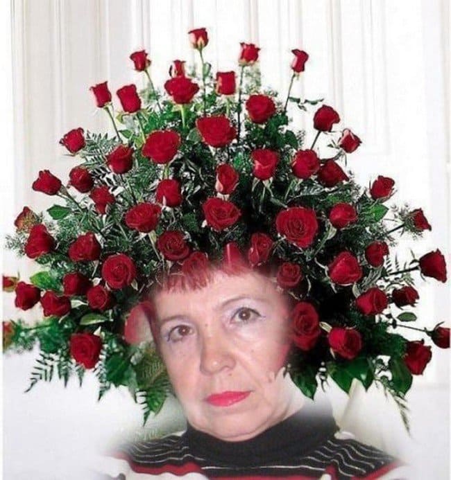 woman roses head