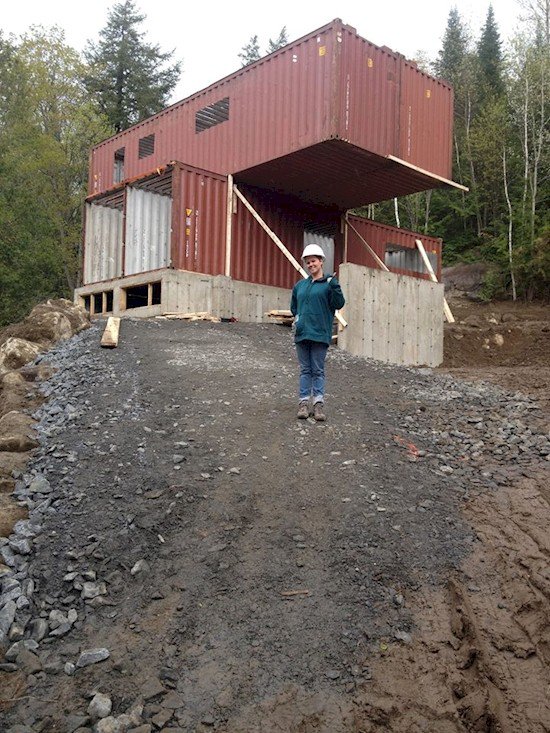 woman shipping containers