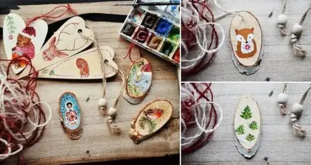 Christmas Decorations Painted On Wood