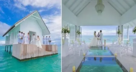 Overwater Glass-Aisled Wedding Pavilion Maldives