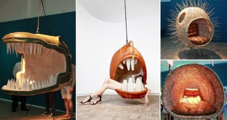 Porky Hefer Hanging Chairs Mouths Aquatic Creatures