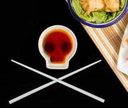 Skull Soy Dish And Chopsticks