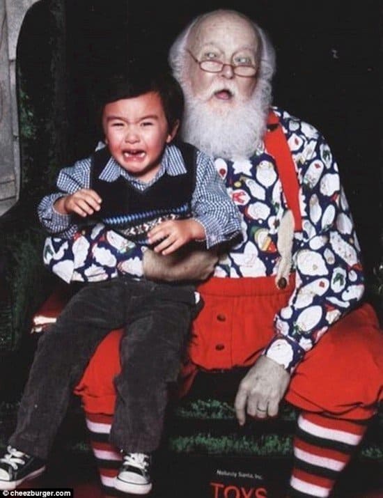 boy crying santa