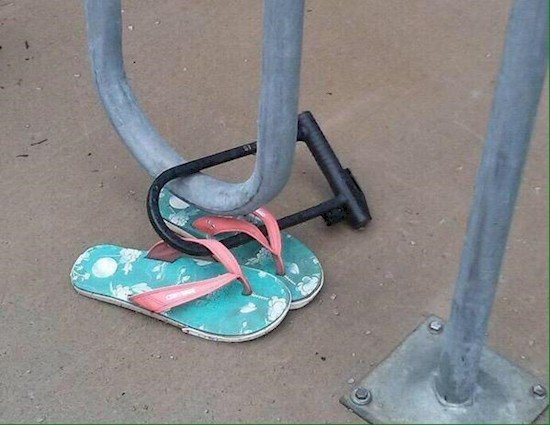 chained up flip flops