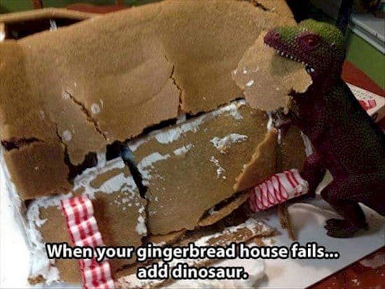 gingerbread house dinosaur