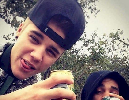 justin bieber drinking