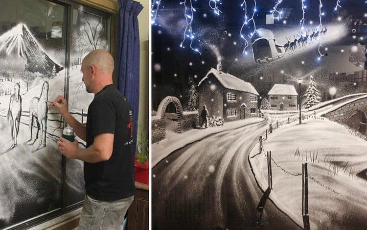Incredible Winter Scenes on Window Created by Snow Spray - Design Swan