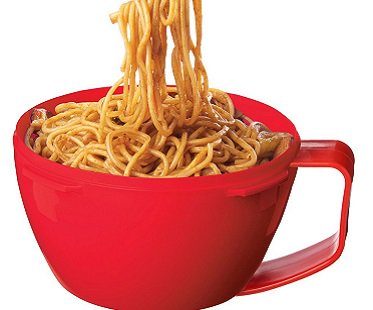 microwave noodle bowl red