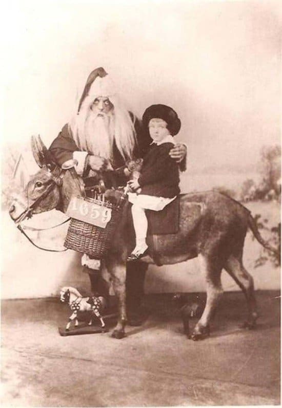 scary santa and donkey