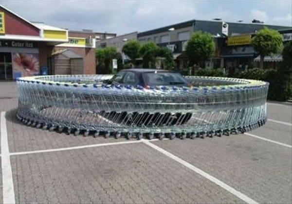 shopping carts round car