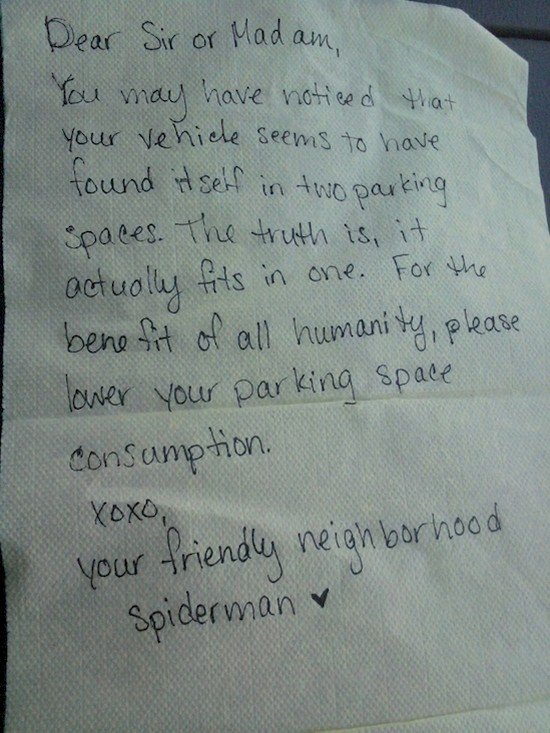 spiderman note