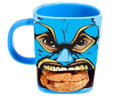 wrestler biscuit mug blue