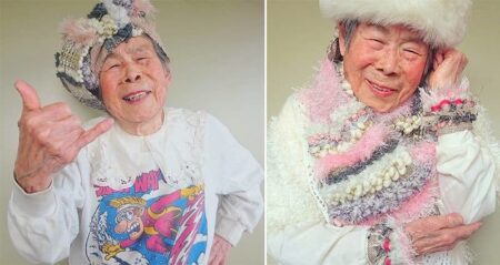 93-Year-Old Grandmother Models Designs