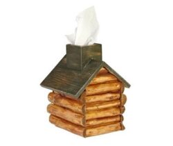 Wood Cabin Tissue Box Holder