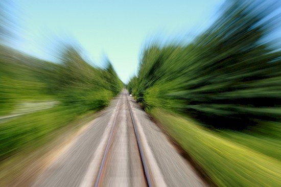 blurred train tracks