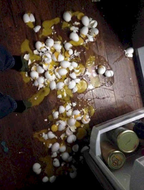 broken eggs floor