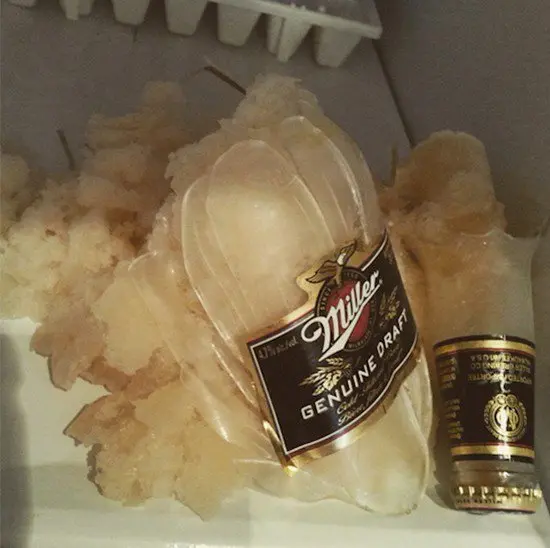 broken frozen beer