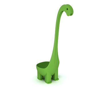 dinosaur soup ladle green