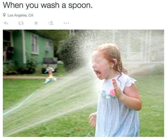 girl wet wash spoon