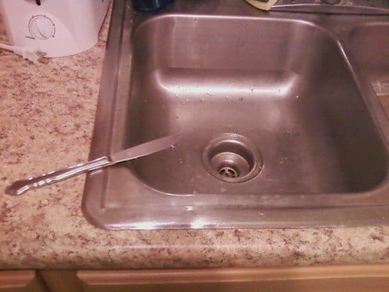 knife at sink