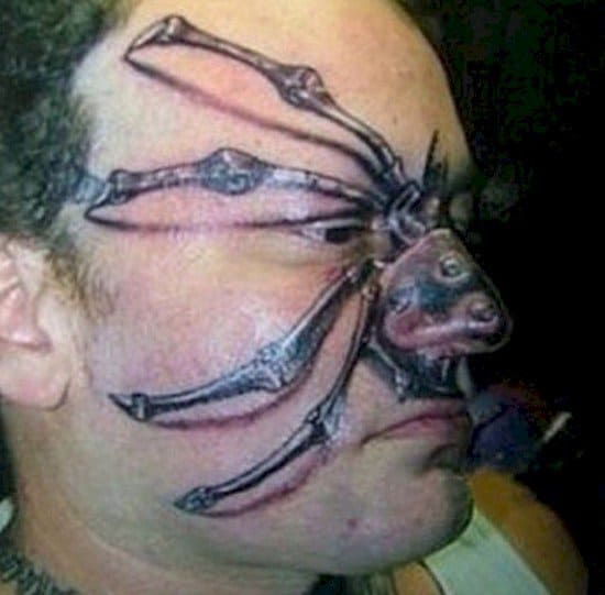 man spider face tattoo
