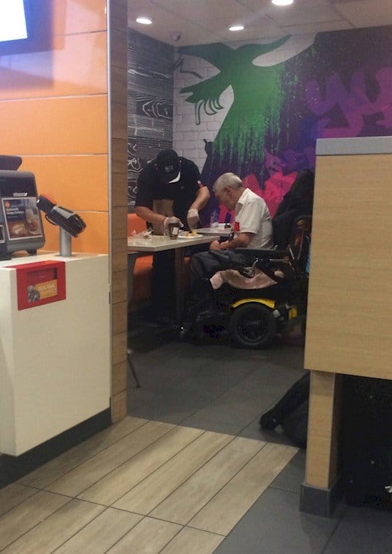 mcdonalds guy helping man