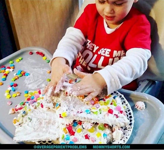 messy cake kid
