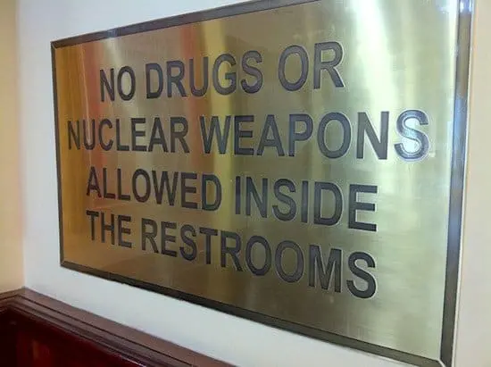 no drugs nukes sign