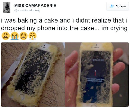 phone baked into a cake