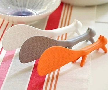 Flybloom Squirrel Rice Spoon Non Stick Paddle Spoon Standing Spoon Rice Scoop,Grey