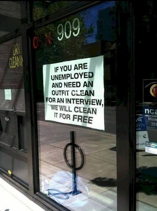 unemployed sign