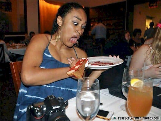 woman dropping cake