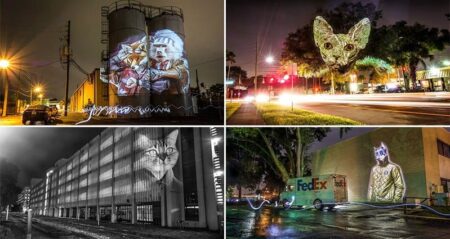 Hipster Animals Projected Onto Orlando Streets