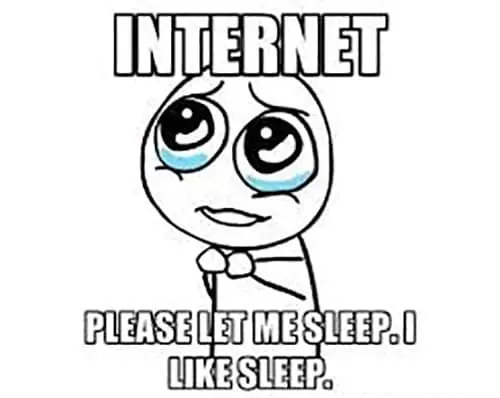crying cartoon meme with text internet please let me sleep