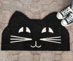 black cat doormat