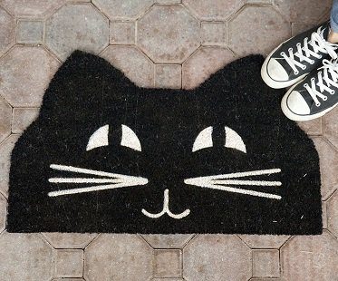 black cat doormat