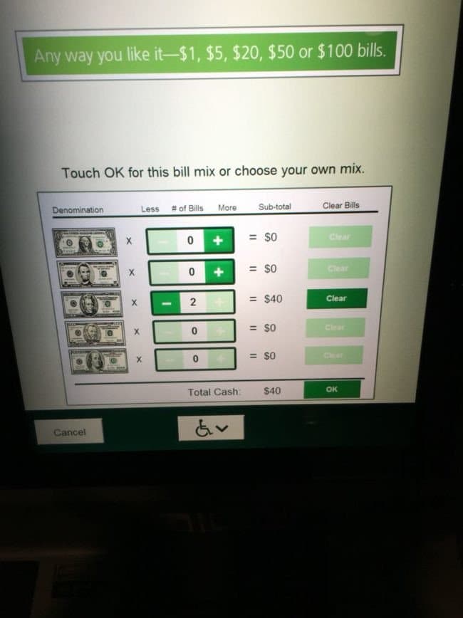 choose bills atm